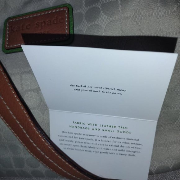 Like New Kate Spade Leather Trim Canvas Shoulder Bag in Cream/Green/Brown - Picture 9 of 11